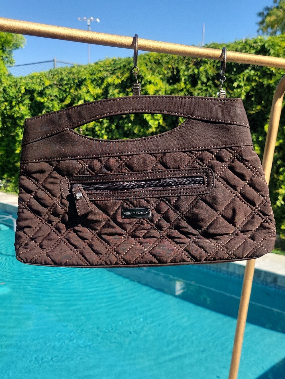 Vera Bradley Quilted Dark Brown Clutch Purse